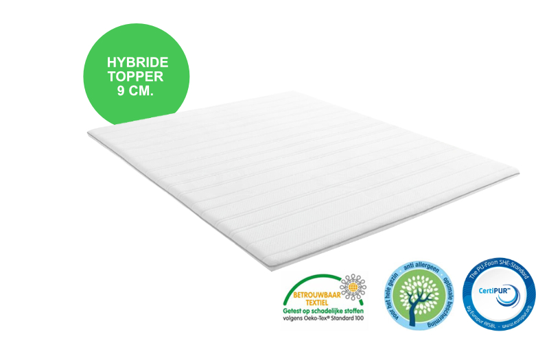 Topdekmatras Hybrideschuim De luxe 9 cm
