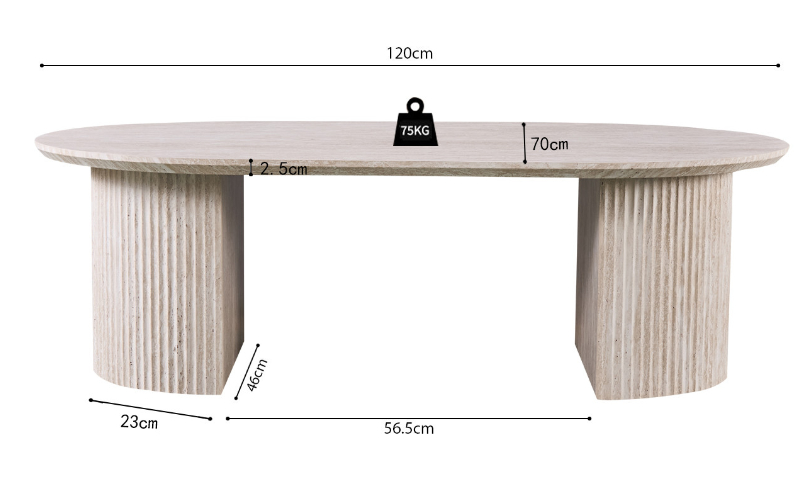 Salontafel Lagos ovaal travertin beige | 120 cm - Afbeelding 2