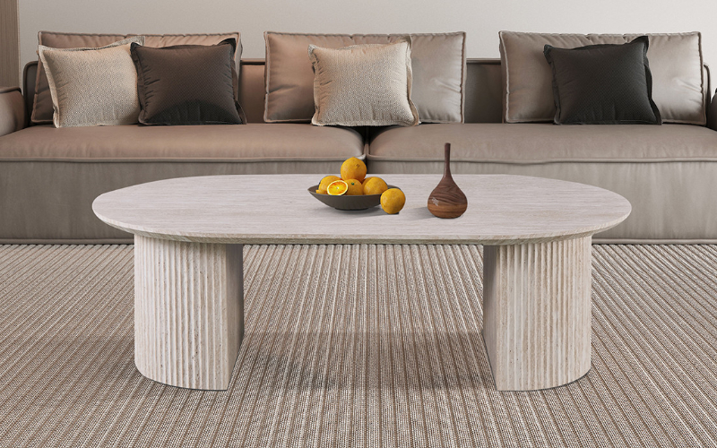 Salontafel Lagos ovaal travertin beige | 120 cm