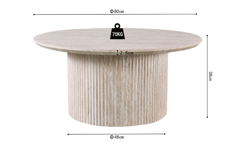 Salontafel Lagos rond travertin beige | Ø 80 - Afbeelding 2
