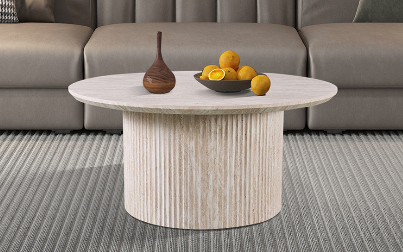 Salontafel Lagos rond travertin beige |  Ø 80